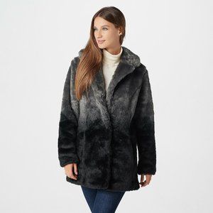 Isaac Mizrahi Live! Women's Ombre Faux Fur Coat- Size 14